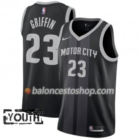 Camiseta Niños NBA Detroit Pistons Blake Griffin 23 2018-19 Nike City Edition Negro Azul Swingman